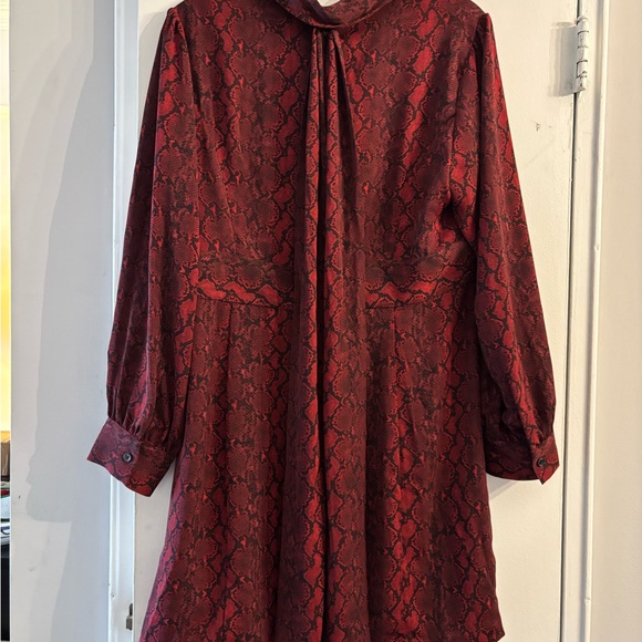 Michael Michael Kors Red Snake Print Dress work party knee length L - Picture 3 of 4